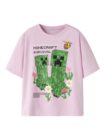 T-shirt Minecraft Kortärmad Jylda Rosa
