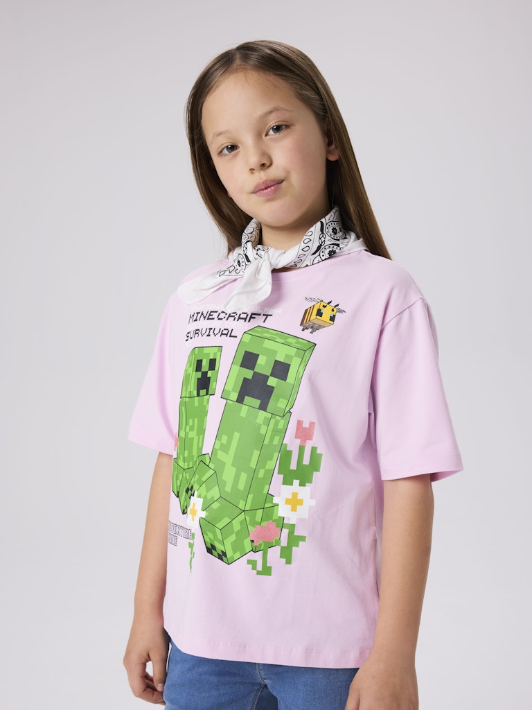 T-shirt Minecraft Kortärmad Jylda Rosa