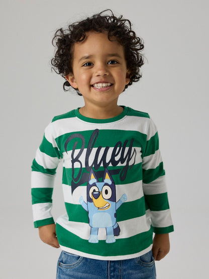 Långärmad Topp Bluey Justin Randig Grön/ Vit