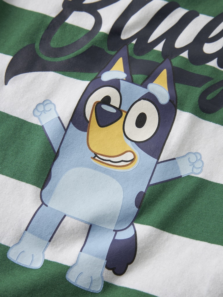 Långärmad Topp Bluey Justin Randig Grön/ Vit