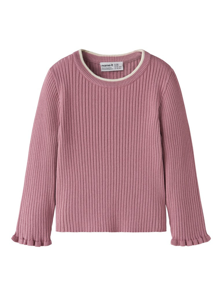 Tröja Ribbstickad Enfärgad Leanna Rosa