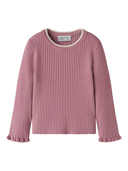 Tröja Ribbstickad Enfärgad Leanna Rosa