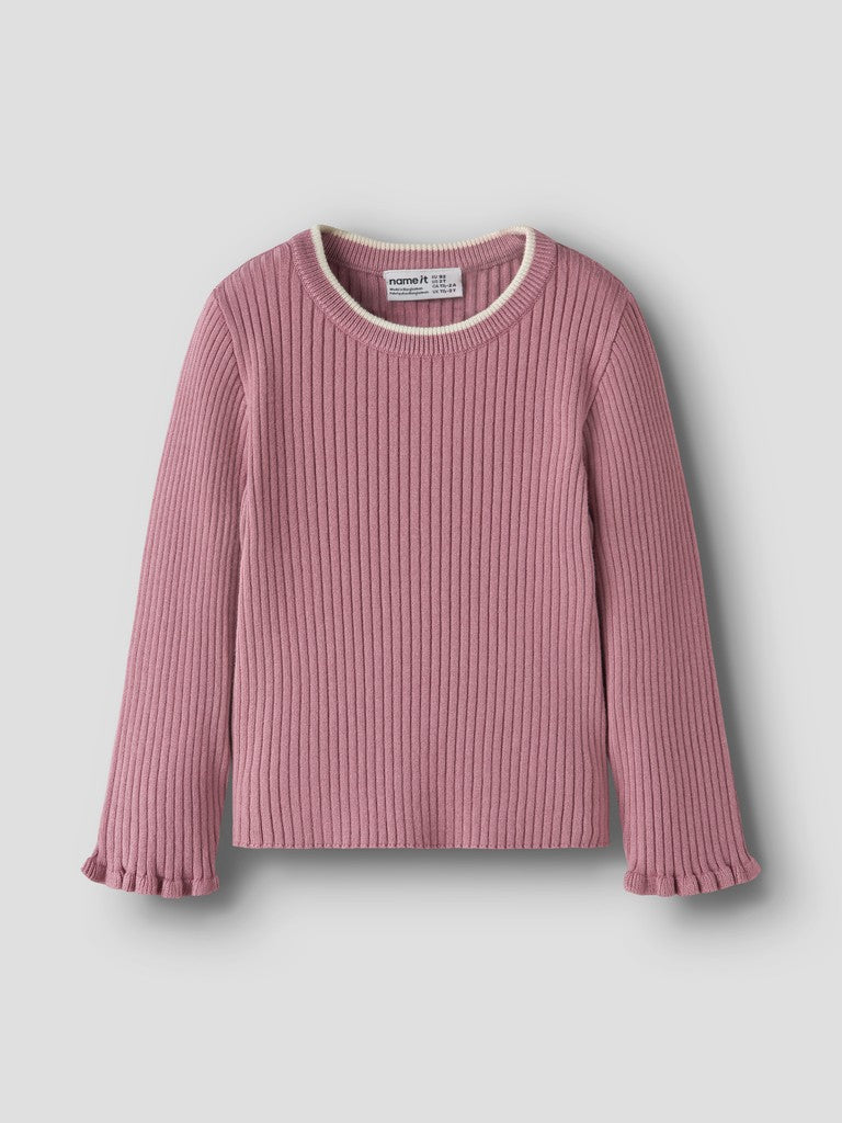 Tröja Ribbstickad Enfärgad Leanna Rosa