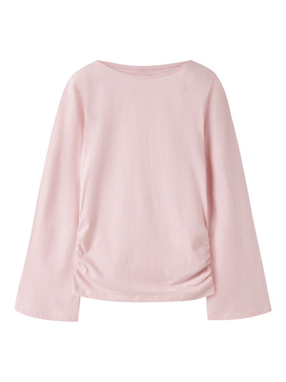 Topp Lanni Långärmad Rynk Enfärgad Rosa