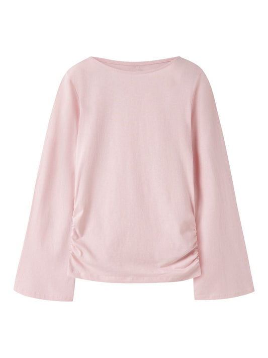 Topp Lanni Långärmad Rynk Enfärgad Rosa