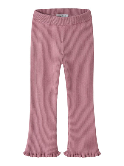 Bootcut Byxa/Leggings Ribbstickad Enfärgad Leanna Rosa