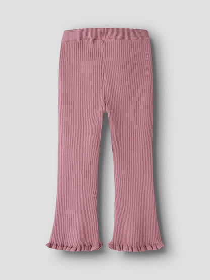 Bootcut Byxa/Leggings Ribbstickad Enfärgad Leanna Rosa