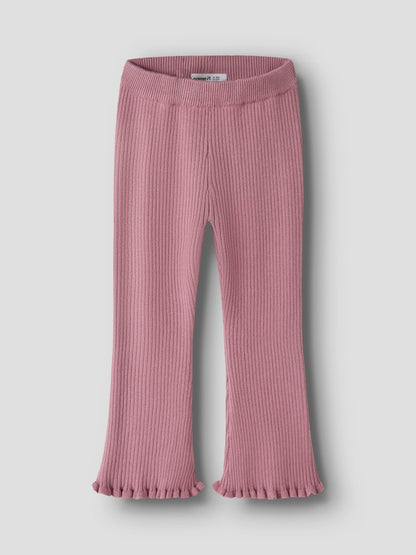 Bootcut Byxa/Leggings Ribbstickad Enfärgad Leanna Rosa