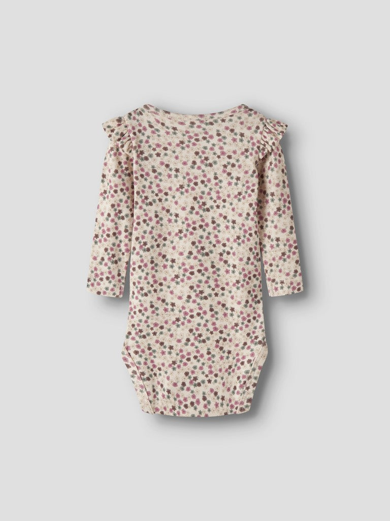 Body Långärmad Blommor Lianna Beige