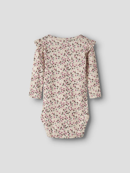 Body Långärmad Blommor Lianna Beige