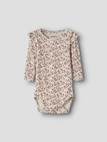 Body Långärmad Blommor Lianna Beige