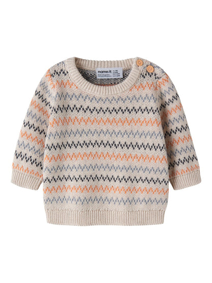 Stickad Tröja Nino NB Mönstrad Beige