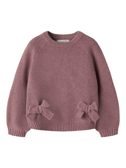 Stickad Tröja Ndoper Enfärgad Rosett Rosa