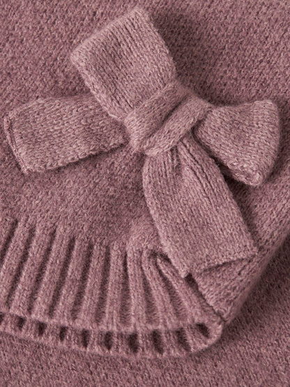 Stickad Tröja Ndoper Enfärgad Rosett Rosa