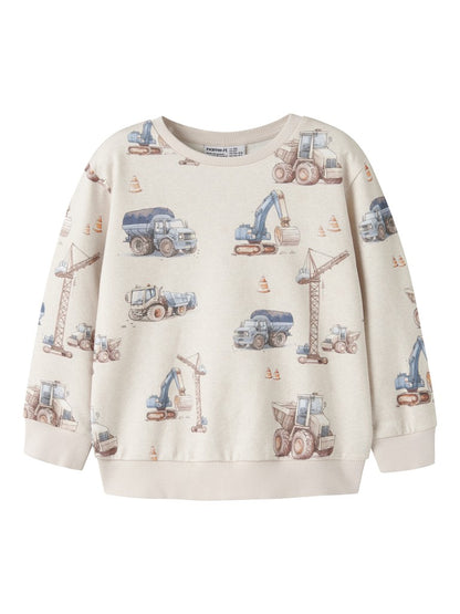 Sweattröja Grävmaskin Lastbil Traktor Nelson Beige