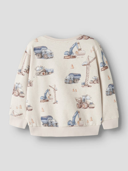 Sweattröja Grävmaskin Lastbil Traktor Nelson Beige