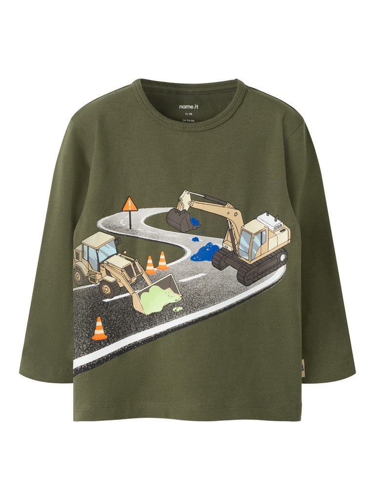 T-shirt Långärmad Grävmaskin Nick Grön