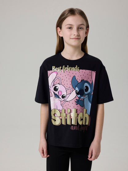Topp Stitch Kortärmad Adara Svart