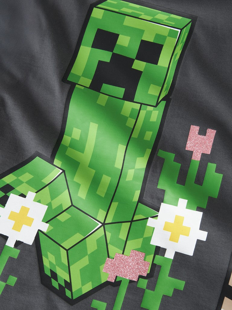 T-shirt Minecraft Kortärmad Syssi Glitter Grå