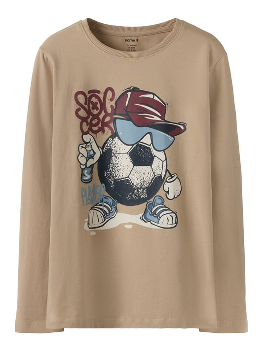 Långärmad Topp Fotboll Vux Beige