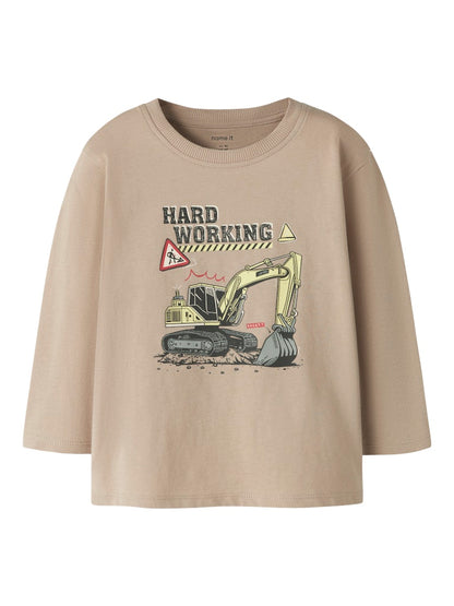 T-shirt Långärmad Grävmaskin Veldo Beige