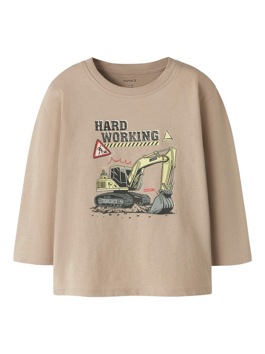 T-shirt Långärmad Grävmaskin Veldo Beige