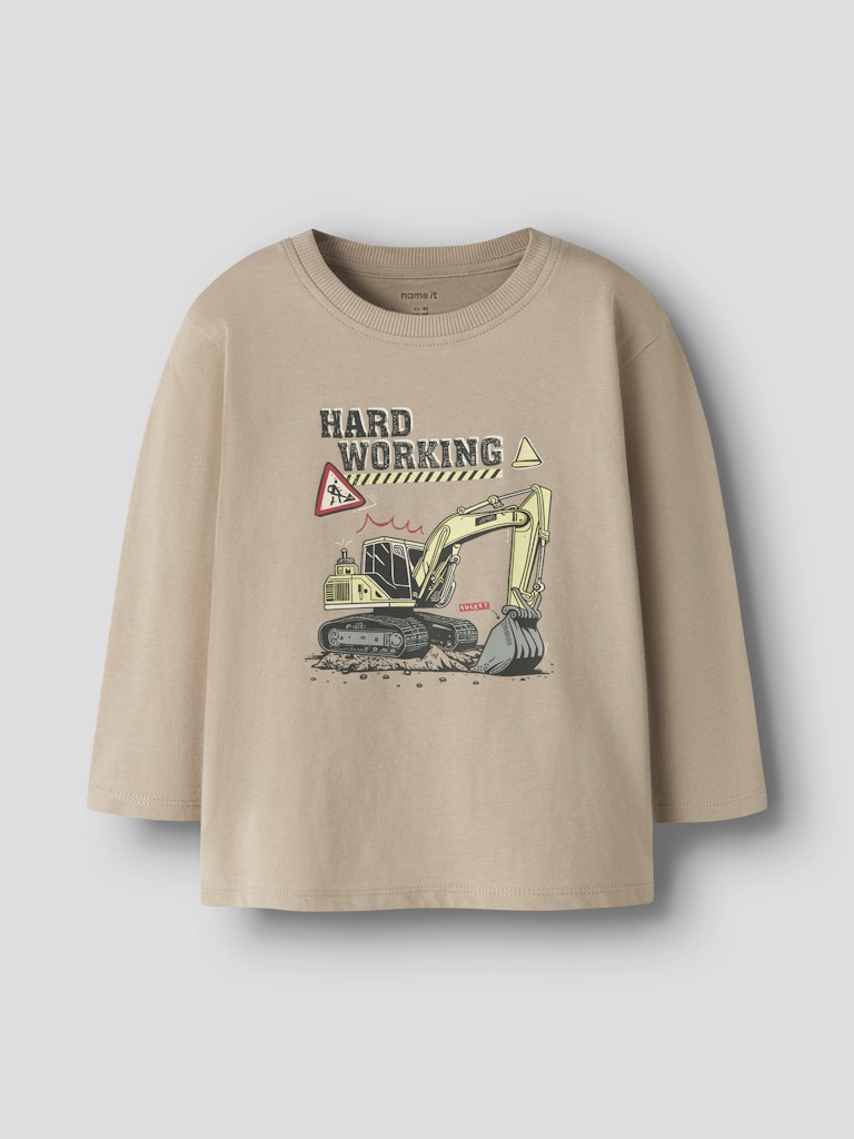 T-shirt Långärmad Grävmaskin Veldo Beige