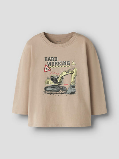 T-shirt Långärmad Grävmaskin Veldo Beige