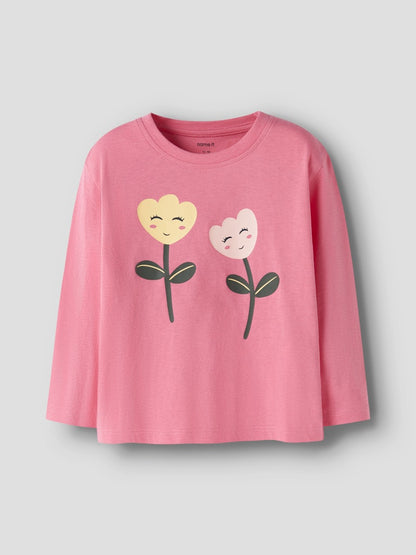 Långärmad Topp Blommor Velda Rosa