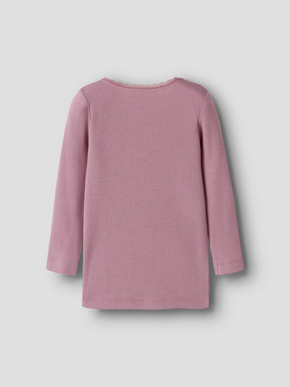 Långärmad Topp Kab Ribbad M Spetsdetalj Rosa