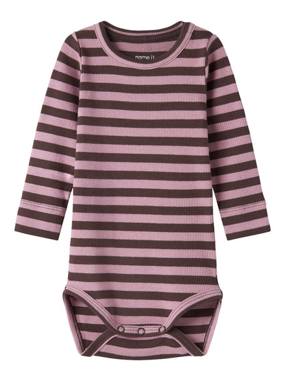 Body Banio Ribbad Långärmad Randig Rosa