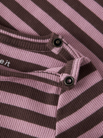 Body Banio Ribbad Långärmad Randig Rosa
