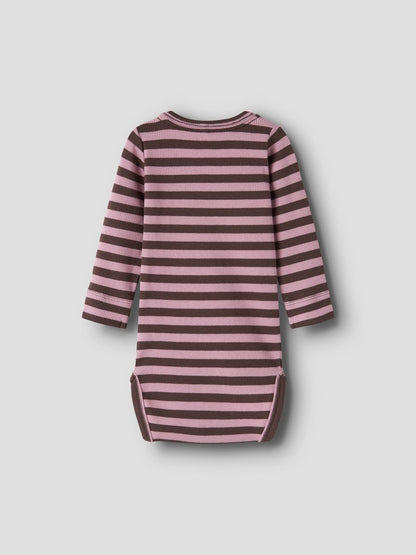 Body Banio Ribbad Långärmad Randig Rosa