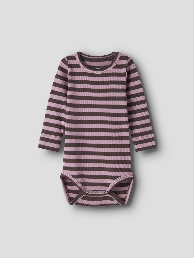 Body Banio Ribbad Långärmad Randig Rosa