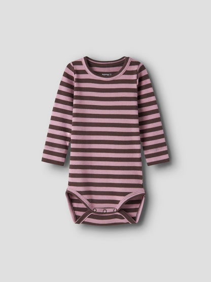 Body Banio Ribbad Långärmad Randig Rosa