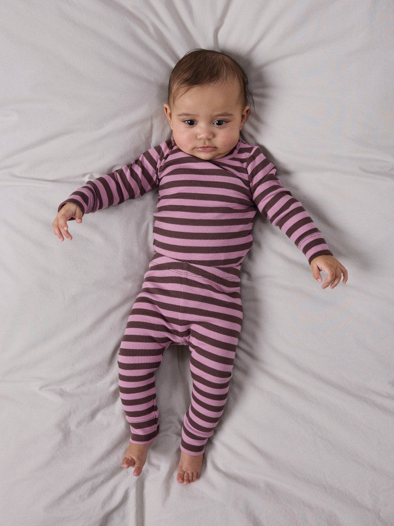 Byxa/Legging Banio Ribbad Randig Rosa
