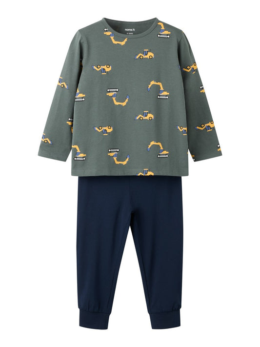 Pyjamas Grävmaskiner Grön/Blå