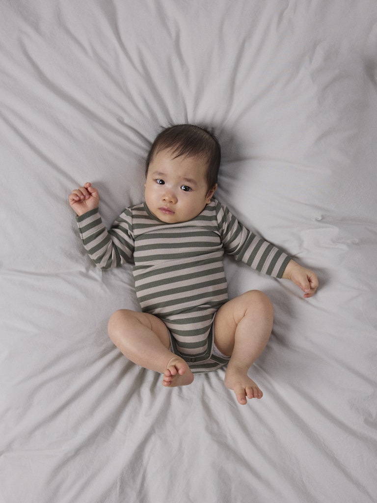 Body Banio Ribbad Randig Långärmad Grön