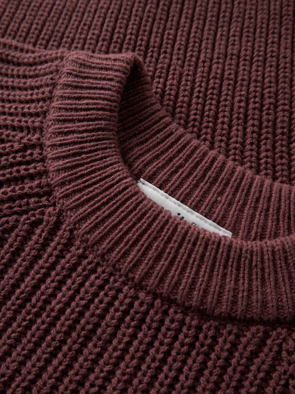Stickad Tröja Venja Enfärgad Mörk Rosa