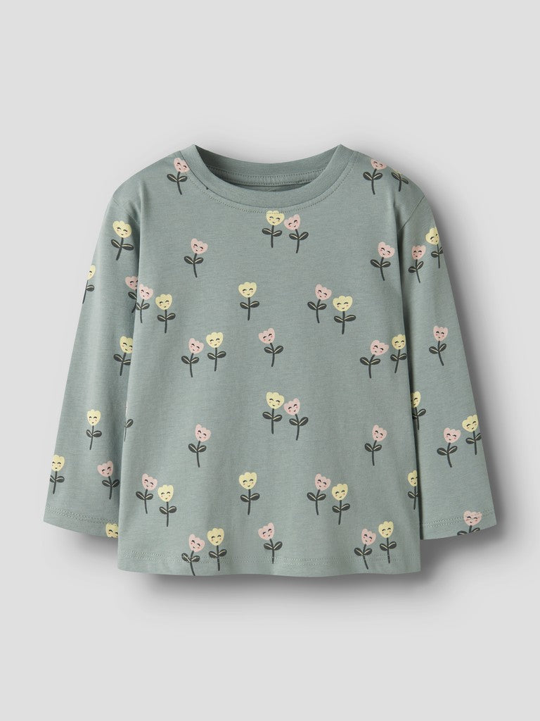 Långärmad Topp Blommor Velda Grön