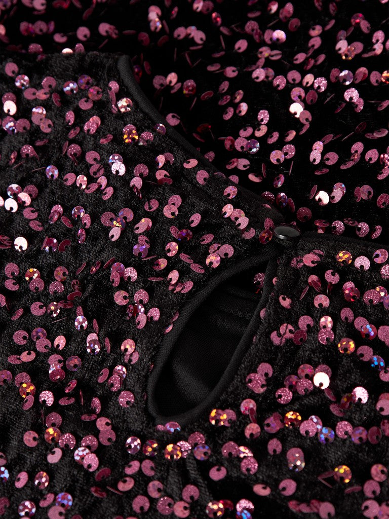 Paljettklänning Runica Kortärm Svart/Rosa