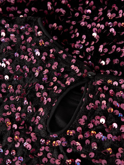 Paljettklänning Runica Kortärm Svart/Rosa