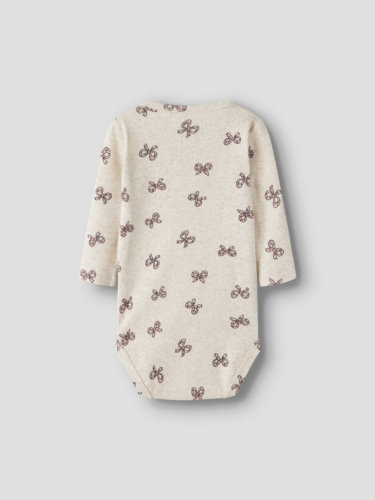 Body Rulies Ribbad Långärmad Mönstrad Rosetter Beige