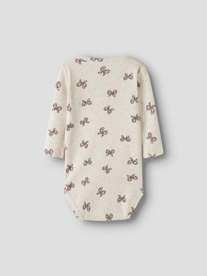 Body Rulies Ribbad Långärmad Mönstrad Rosetter Beige