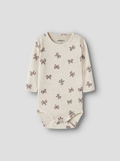Body Rulies Ribbad Långärmad Mönstrad Rosetter Beige