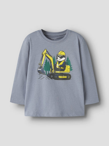T-shirt Långärmad  Grävmaskin Vagno Blå