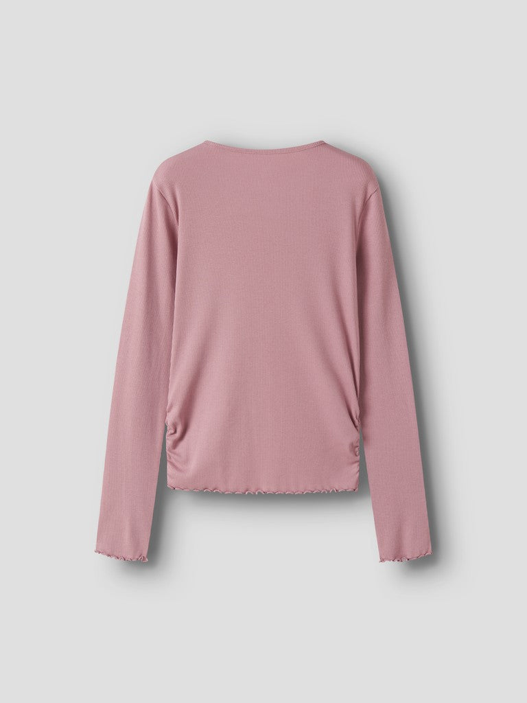 Topp Långärmad Vemia Rynk Enfärgad Rosa