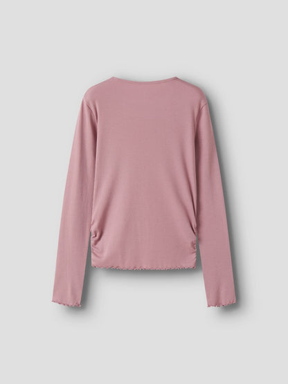 Topp Långärmad Vemia Rynk Enfärgad Rosa
