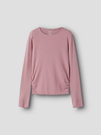 Topp Långärmad Vemia Rynk Enfärgad Rosa