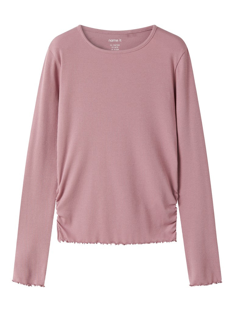 Topp Långärmad Vemia Rynk Enfärgad Rosa